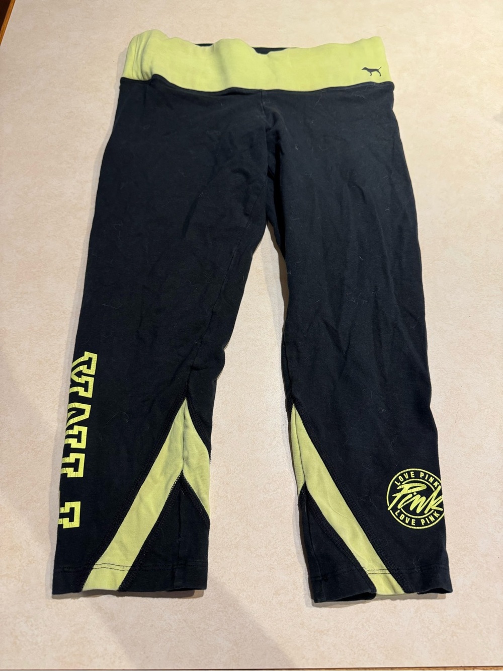 Victoria's Secret PINK Black with yellow Capris
